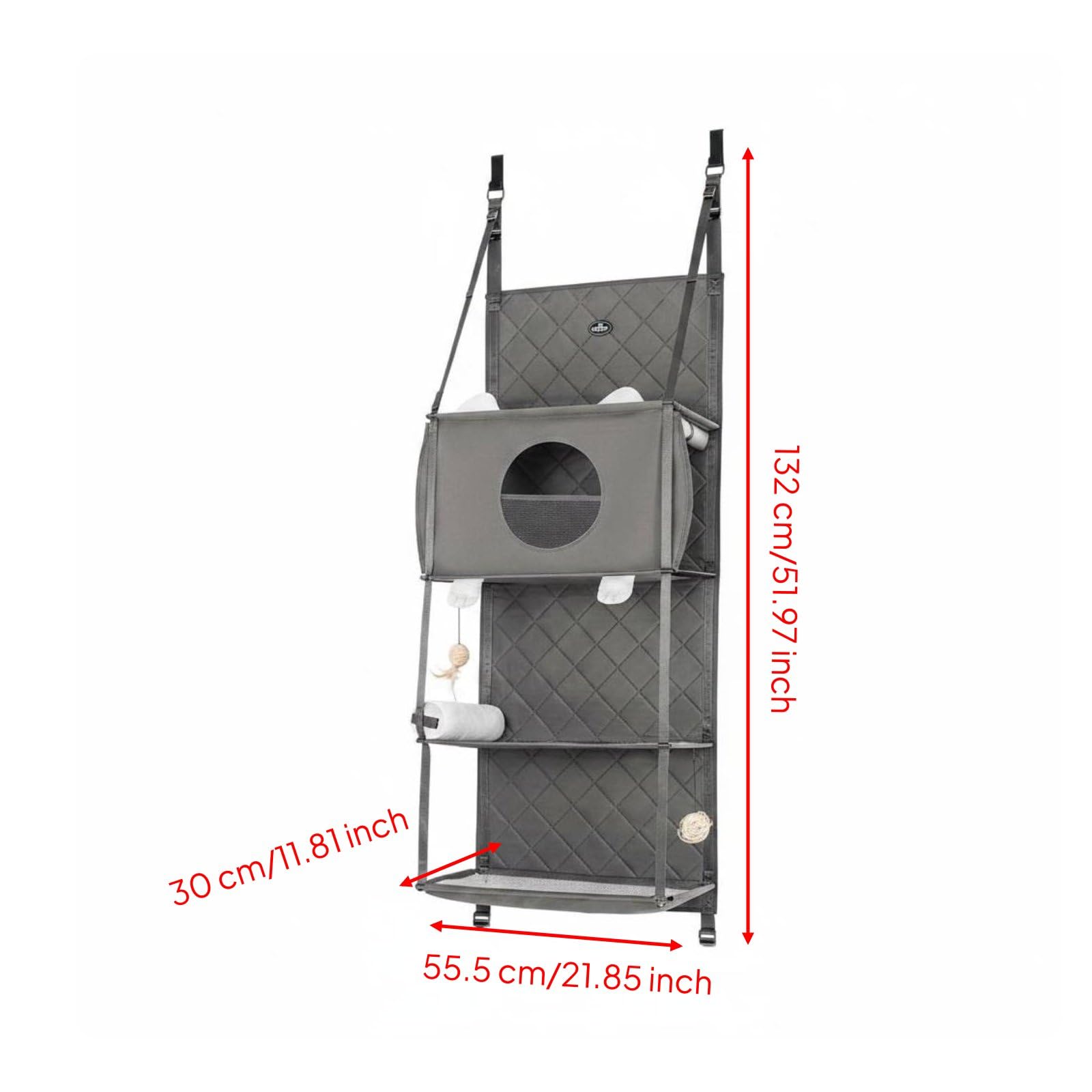 Telaio per Gatto Pieghevole Sospeso Porta Multiattività Area Riposo Richiudibile Installazione Sicura Adatto per Abitazioni Piccole Spazi Ristretti, Light Gray L