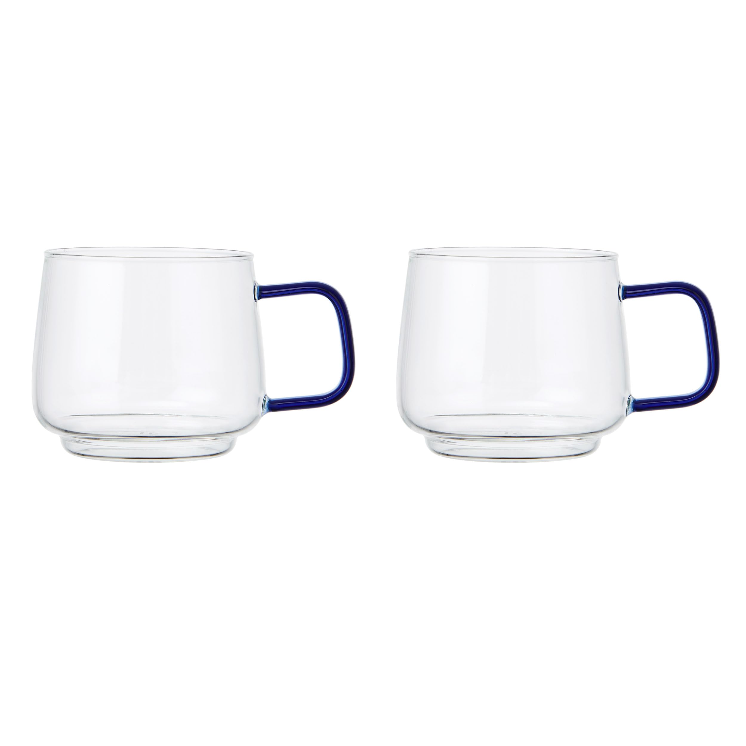 La Cafetière, Szklany Kubek La Cafetière Z Niebieskim Szklanym Uchwytem, Stylowe Kubki Do Herbaty, Kawy I Gorącej Czekolady, Wykonane Z Żaroodpornego Szkła