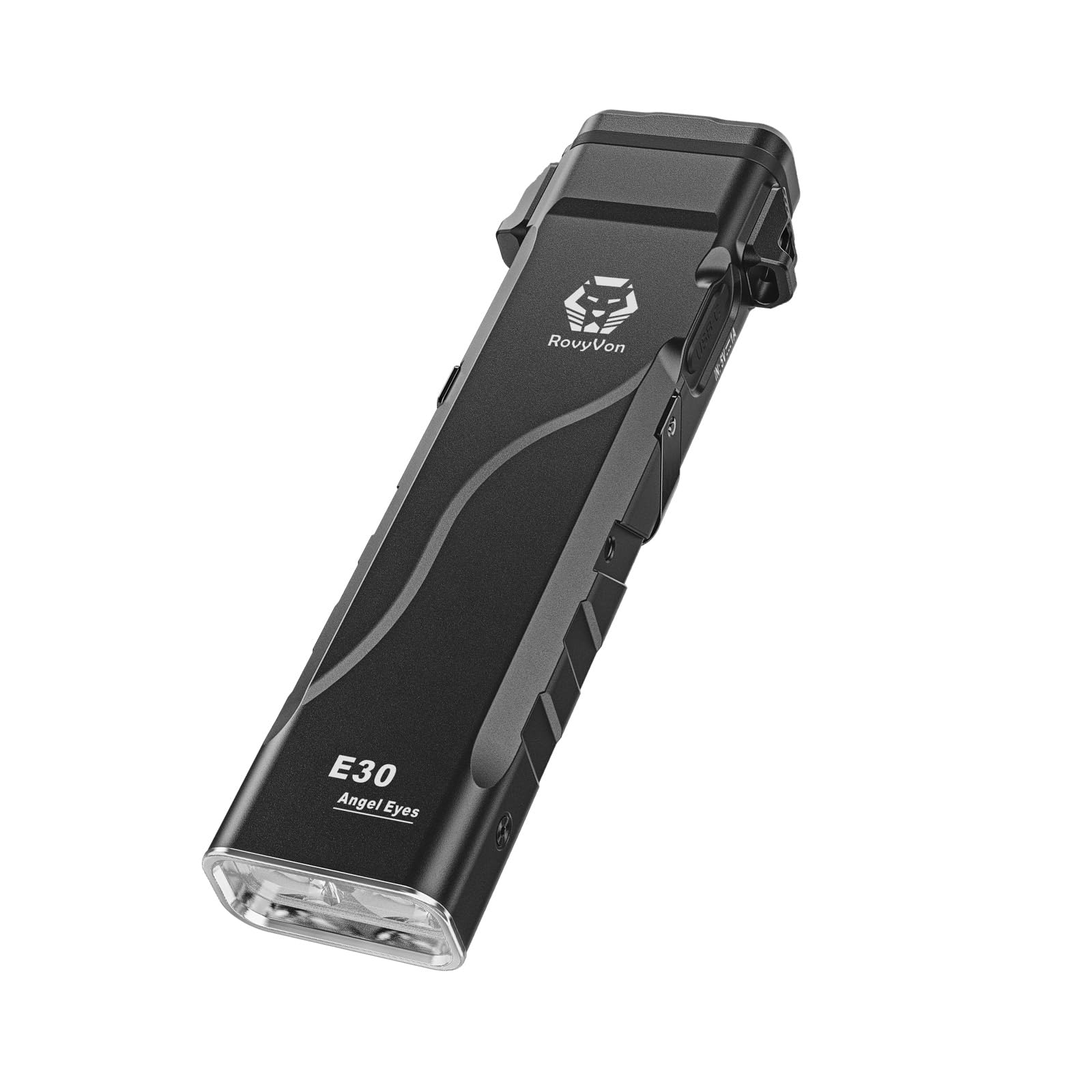RovyVon E30 2600 Lumens Flat Flashlight, Built-in Lipo for High Performance and Two AAA Batteries as Backup, with Two-Way Clip and IP67 Waterproof