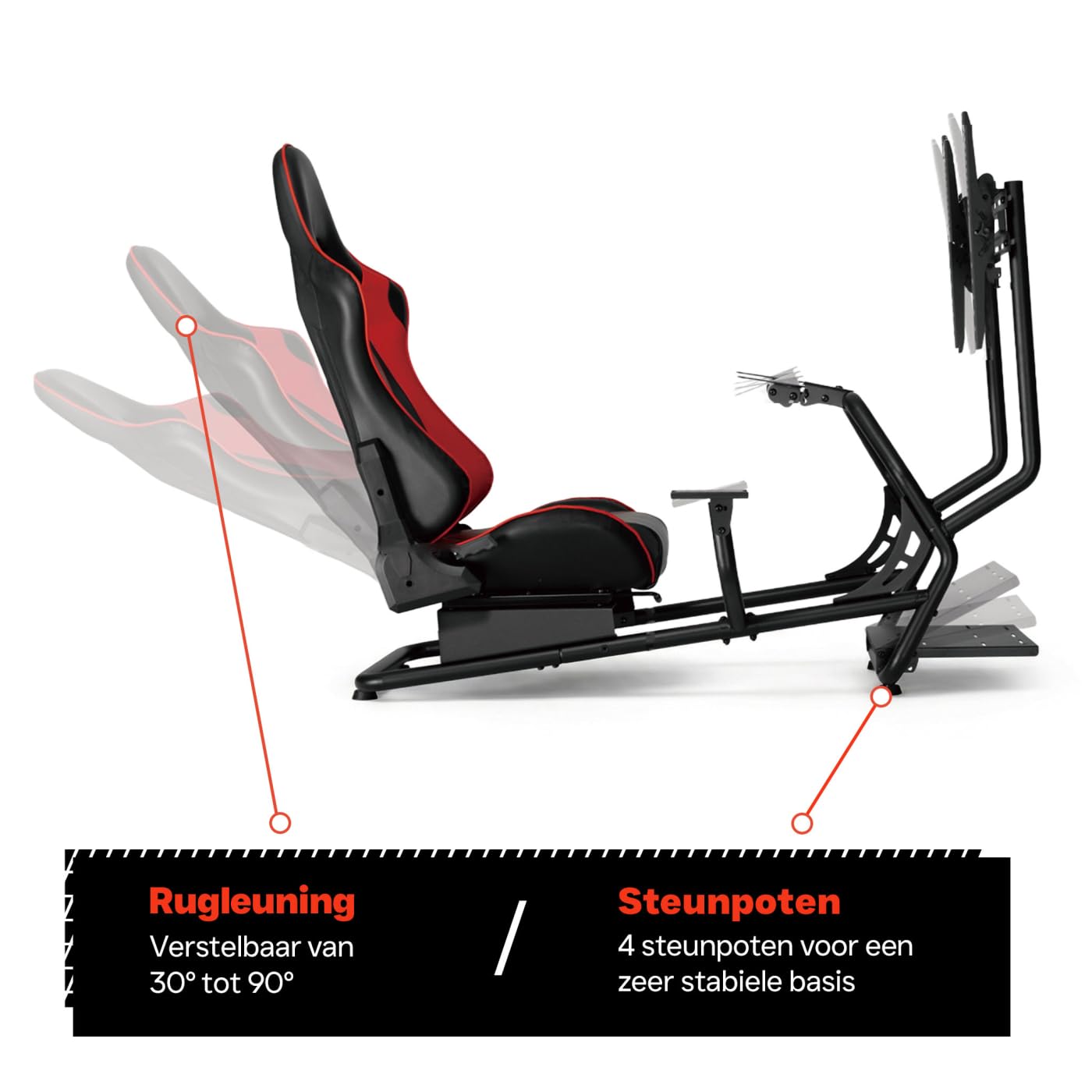Simulador de cabina de carreras - totalmente ajustable con soporte para pantalla