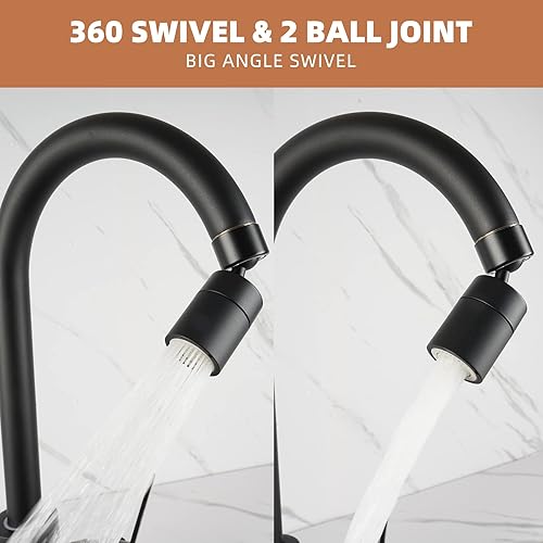 Miniatura 7 de Hibbent Aireador de grifo hembra de doble función, ángulo extra grande de 1.8 GPM giratorio para fregadero de cocina, cabezal rociador giratorio de