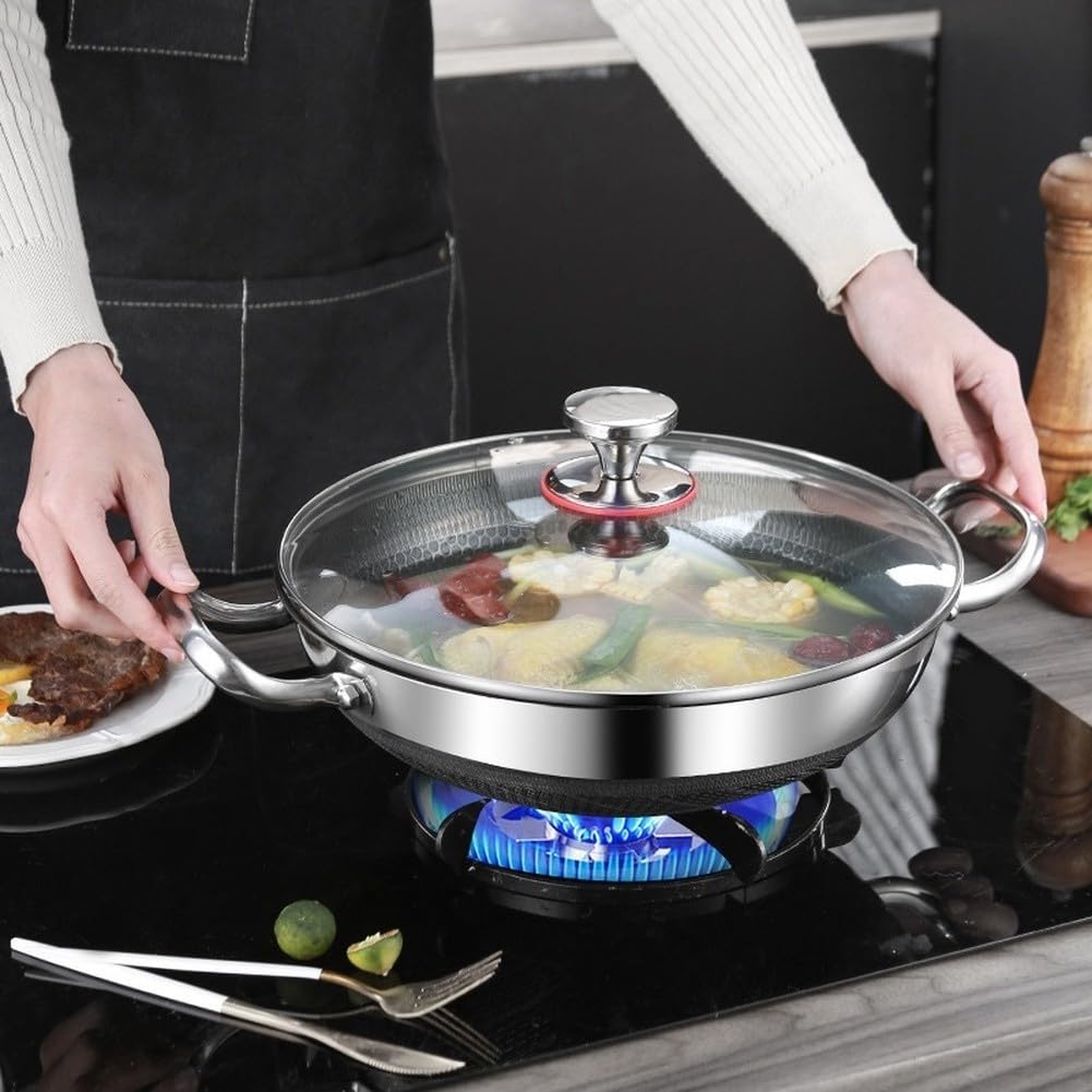 Padella wok in acciaio inox, 32 cm, struttura a nido d'ape, lavabile in