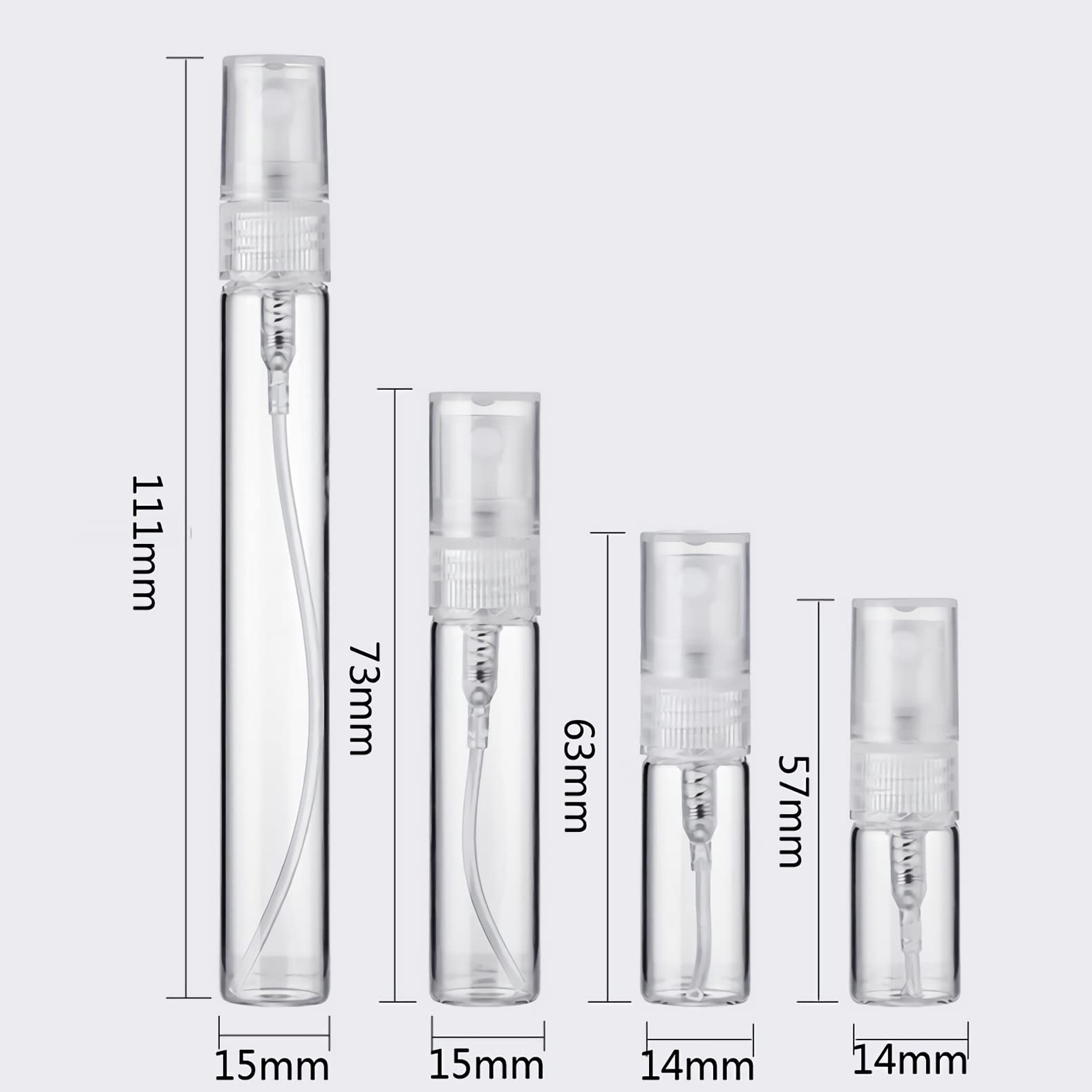 100 Pezzi 3ml Transparente Vetro flacone spray Perfume Porta Profumo in Vetro Piccolo Flacone Spray per Nebbia Riutilizzabile Portatile, Bottiglia di Profumo, Cosmetica, Viaggio