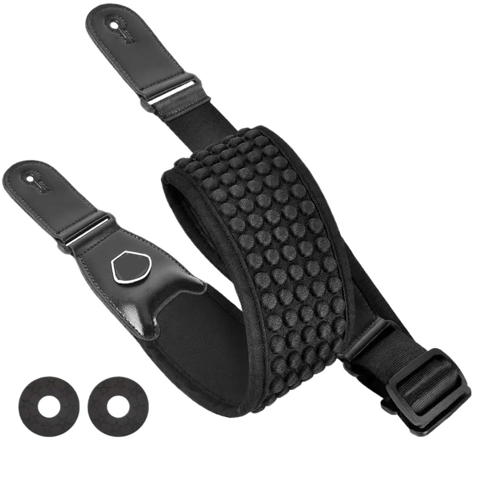 Correa Guitarra Correa de hombro ajustable for guitarra, cinturón for bajo eléctrico con cabeza cuero, 3,5 ancho, 6 púas, relleno esponja 3D