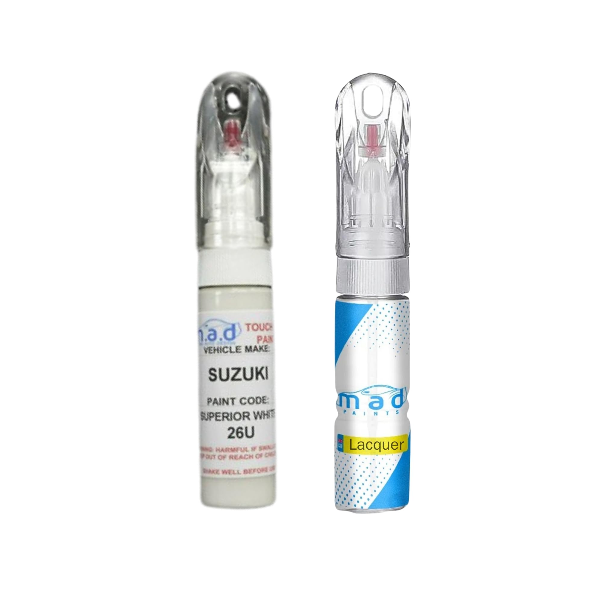 M.a.d Myldan Auto Design White Madpaints Suzuki Superior 26U Touch Up Pen Bottle Brush Repair Paint Chip Scratch (Paint + Lacquer)