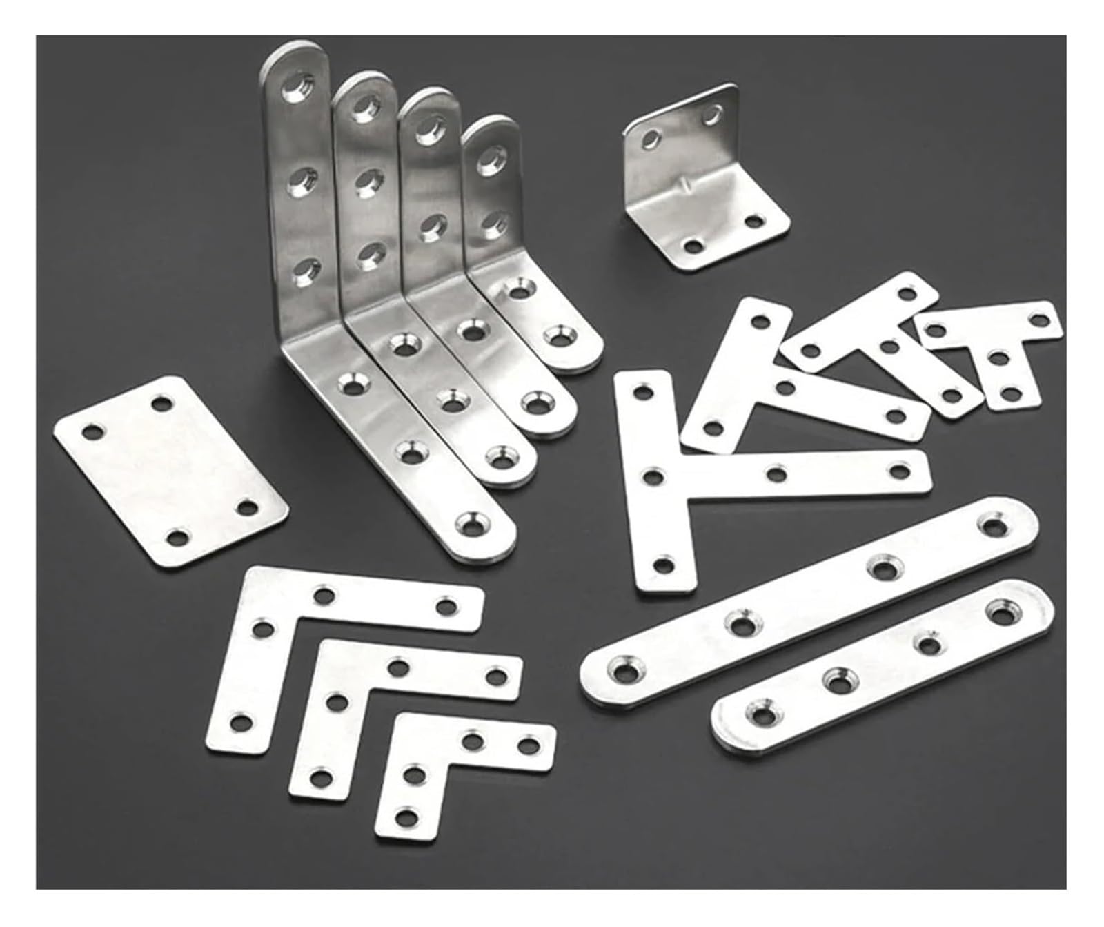 Aoicxb One Color Metal Corner Brackets,4Pcs Corner Brackets Multifunctional Furniture Connector Fastener 90 Degree Right Angle Woodworking Stabilizer Hardware Screw(A)