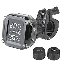 Vista 2 de Sistema de monitoreo de presión de neumáticos TPMS para motocicleta con pantalla LCD y 2 sensores externos, alarma de temperatura de neumáticos