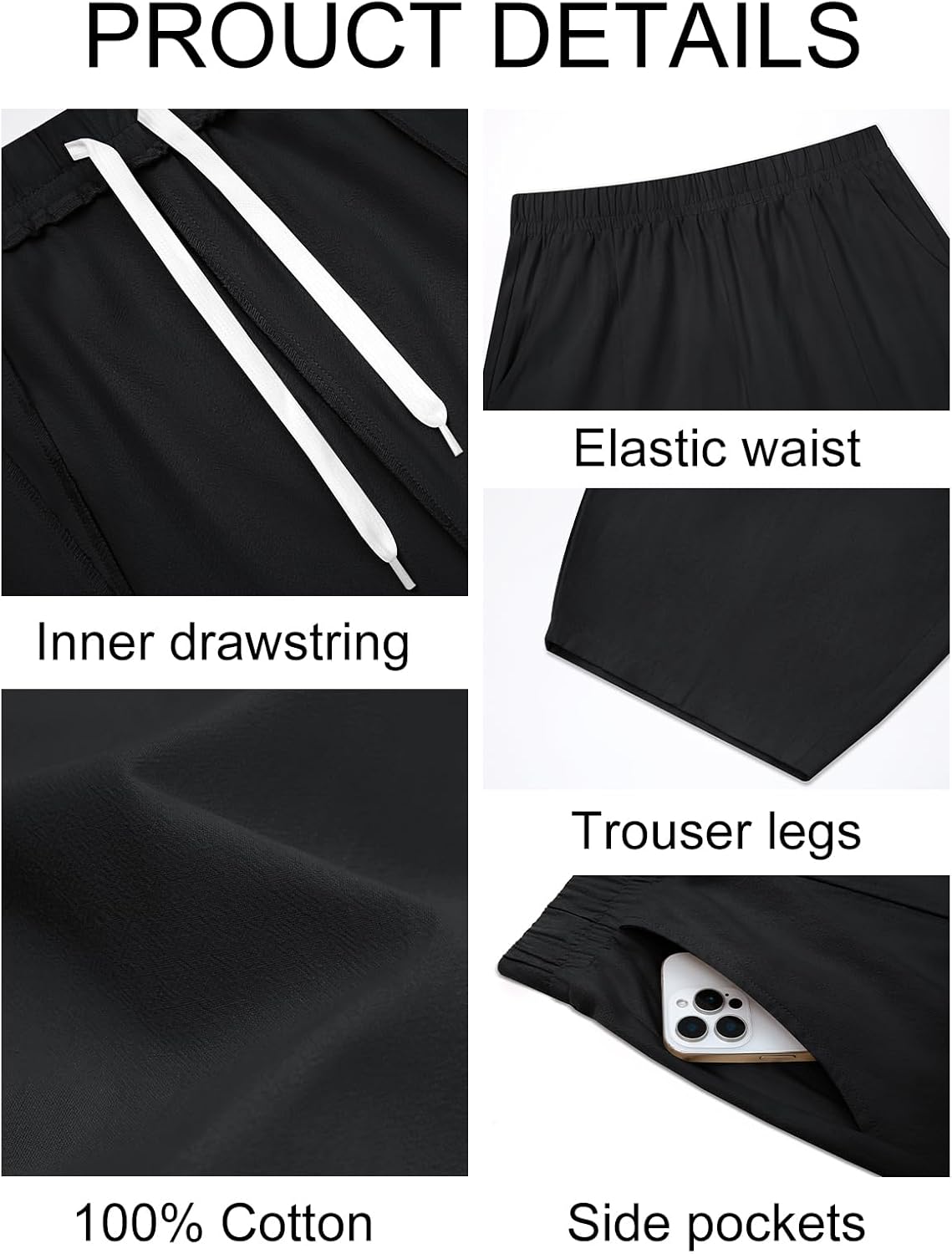 Runcati Mens Harem Pants Casual Elastic Waist Drawstring Cotton Cropped Pants Baggy Hippie Boho Beach Yoga Trousers - Image 6