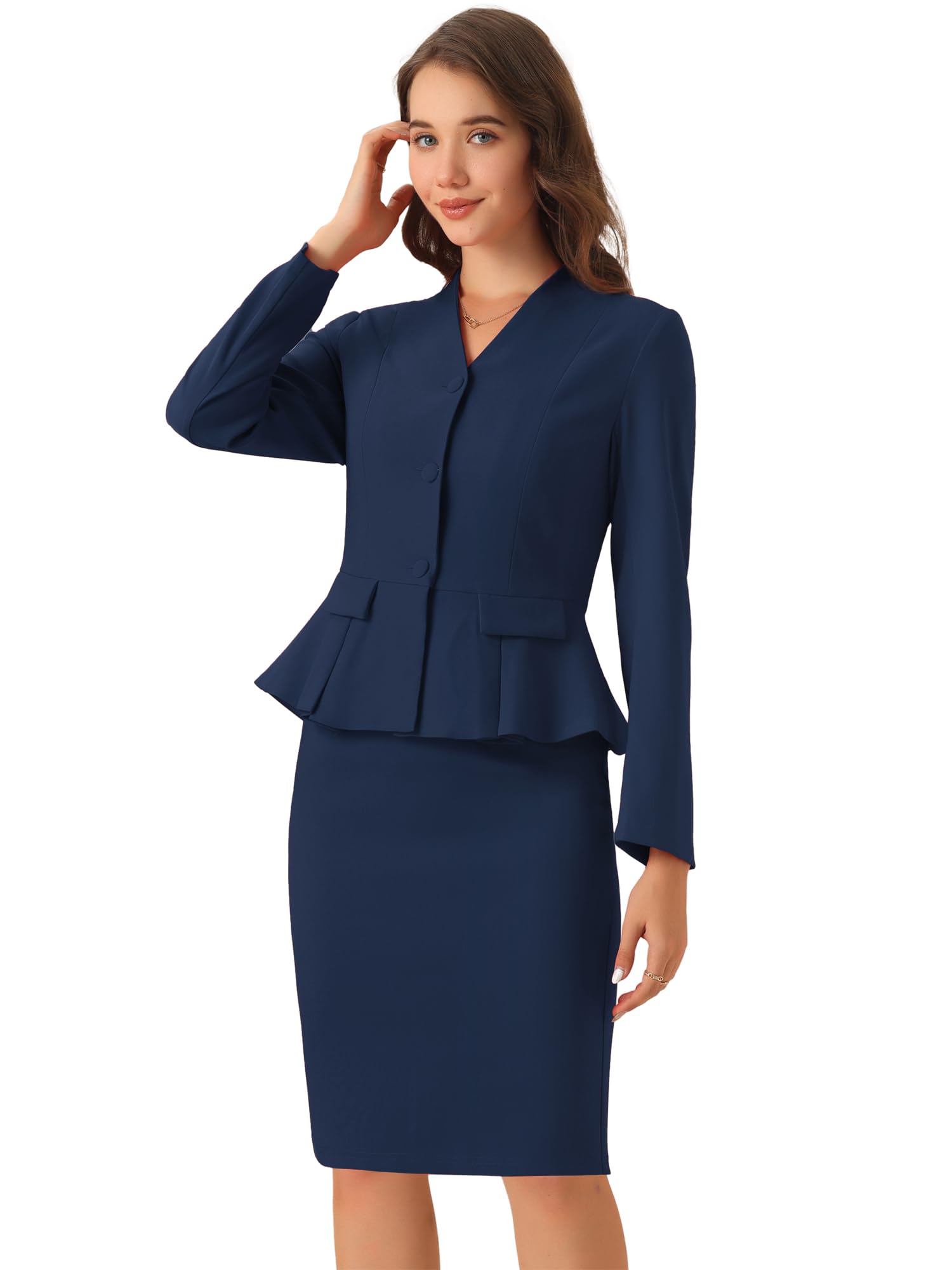 allegra k 2 piece skirt sets for women long sleeve blazer and pencil skirt business suits