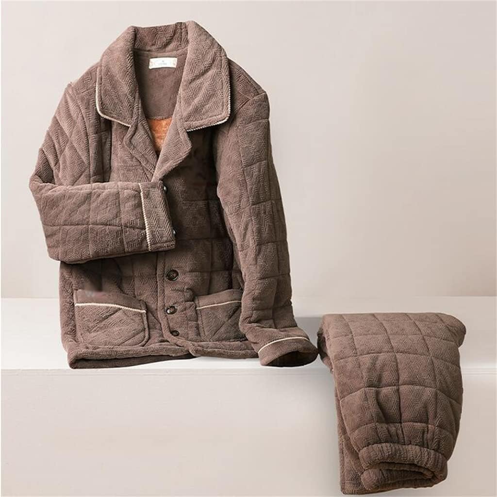 Middle-aged And Elderly Pajamas Male Winter Thickening And Velvet Coral Velvet Large Size Home Suit