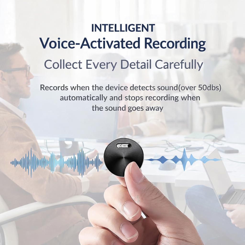 CleverTalk Q37 64GB Mini Grabadora de Voz con IA, Transcripcion Automatica y Traduccion 100+ Idiomas, Activacion por Voz, Reduccion Ruido HD, Configuracion por App, Compatible Android iPhone Mac PC
