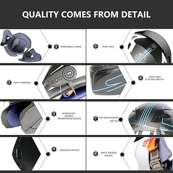 Bluetooth Modular Helmet Motorcycle Modular DOT/ECE Approved Full Face Integrated Flip up Dual Visor Anti Fog Sun Shield Built-In Dual-Speaker Bluetooth Headset for Men Women