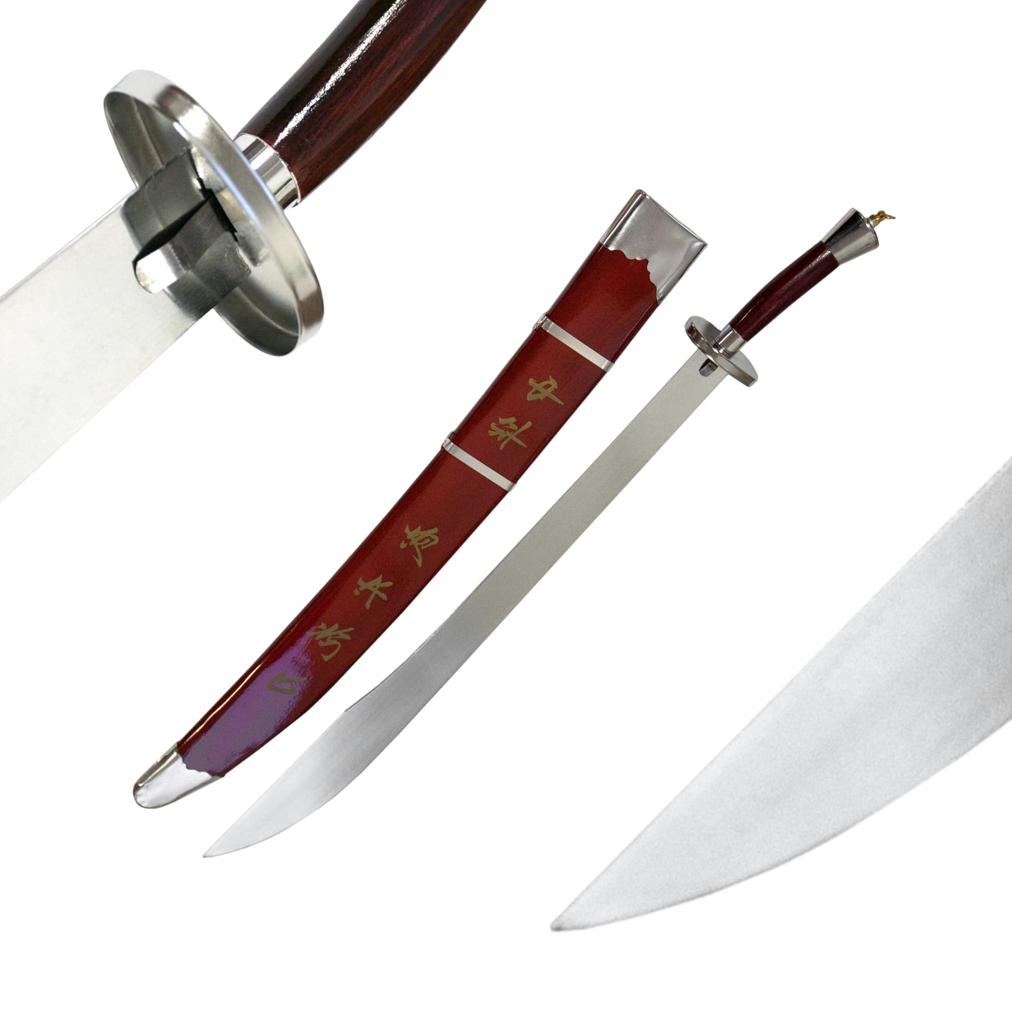 DEPICE Dao Säbel/Kung-Fu Schwert minimal schwingend 30", Klingenlänge 76 cm, Gesamtlänge 93 cm (95 cm in Scheide),ca. 550 g (ca. 1000 g mit Scheide), dekorative Holzscheide, Kung-Fu, Wushu