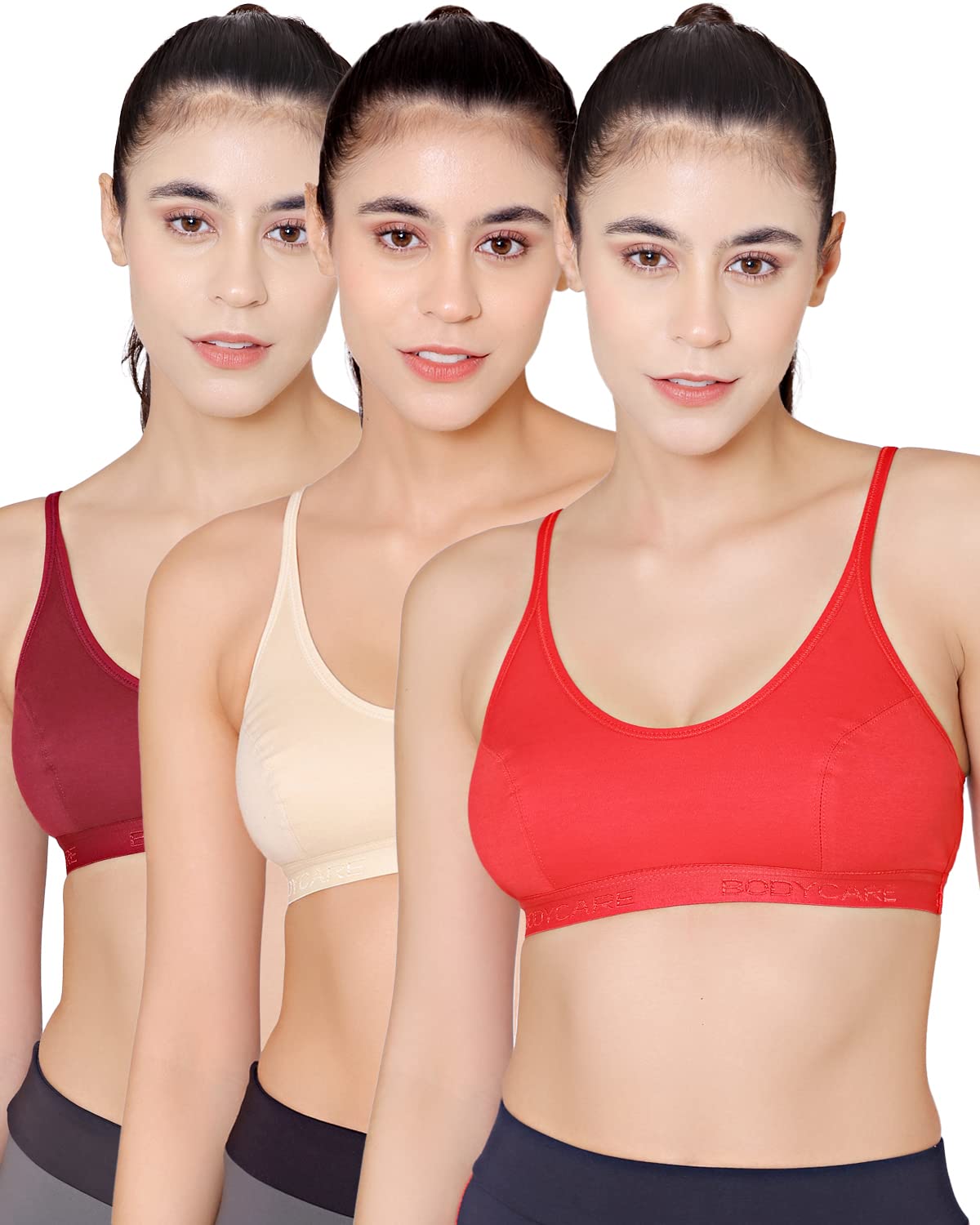 bodycare Pack of 3 Sports Bra in Maroon-Orange-Red Color - E1608MHPCRE-picture-18