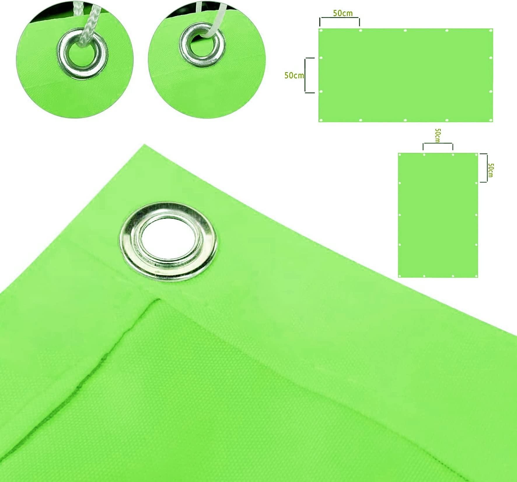 Malla Sombreo Sun Net 2 x 6.5 m Resistente a Desgarro Impermeable Red De Sombra Reflectante con Cuerdas y Ojal para Patio, Exteriores, Jardín, Verde