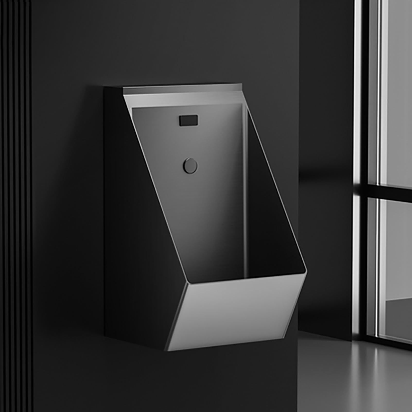 Urinario de Pared con Descarga para Hombres, Urinario con Válvula de Descarga con Sensor, para Uso Doméstico y Comercial, Hogar, Bar, Centro Comercial(Black)