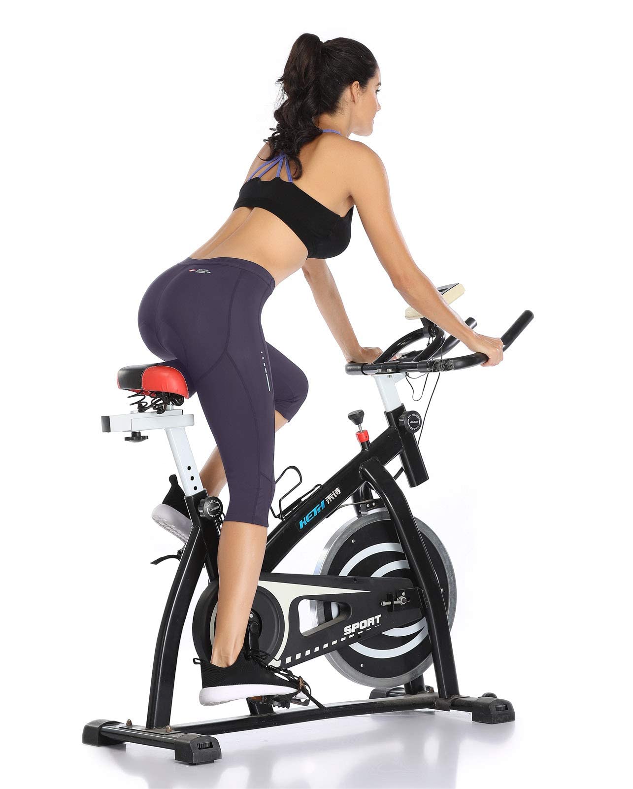 Santic Pantalon Cycliste 7/8 Cuissard Vélo Femme Rembourré pour Vélo Respirant Leggings de Vélo Collants de Cyclisme Longues VTT Noir