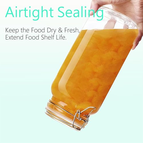 Miniatura 6 de Tarros transparentes de almacenamiento de alimentos cuadrados de 78 onzas, recipiente de vidrio hermético con tapas, juego de 3, organización de