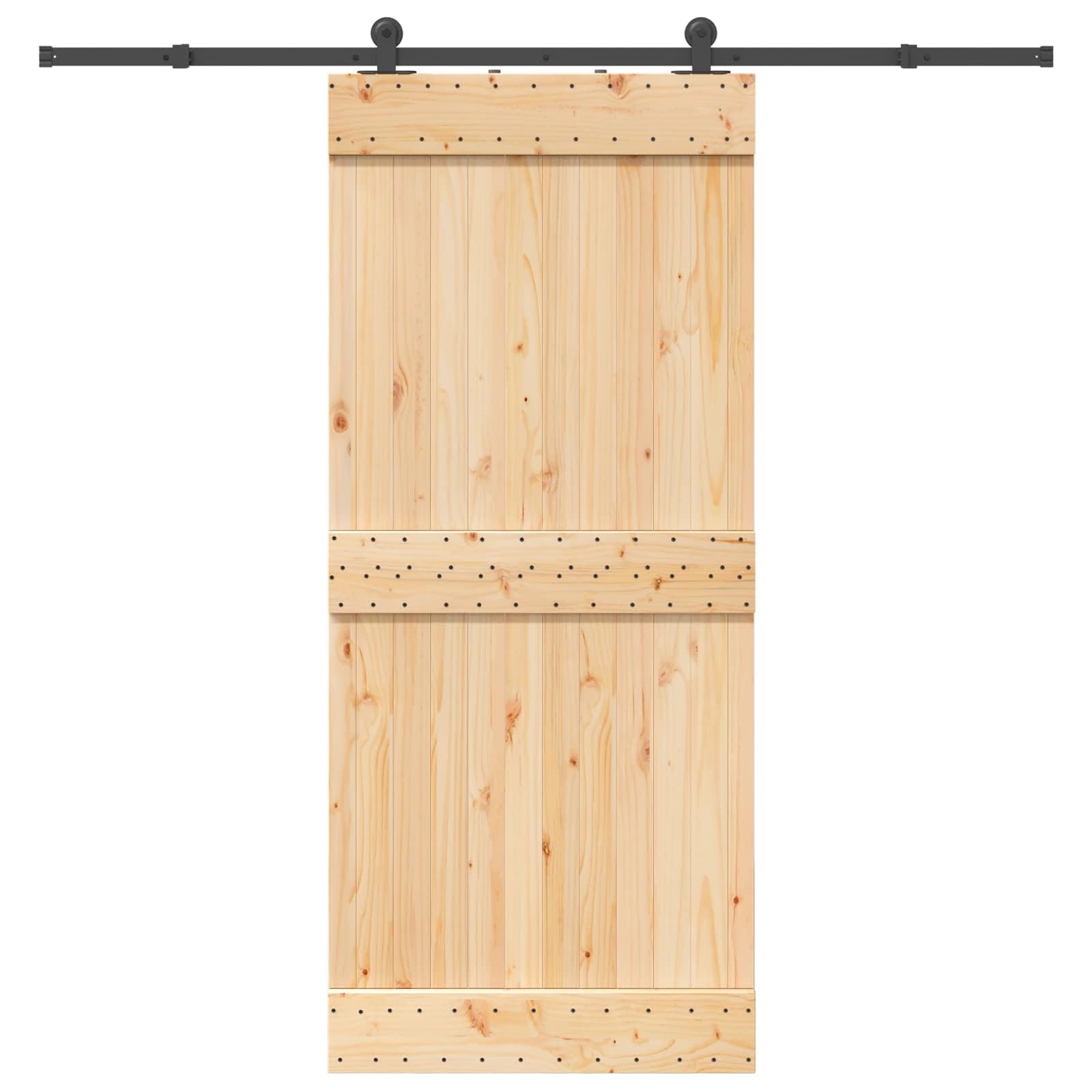 NARVIK - Porta scorrevole in legno massiccio, 90 x 210 cm, sistema di porta scorrevole con binario in acciaio verniciato a polvere, per interni