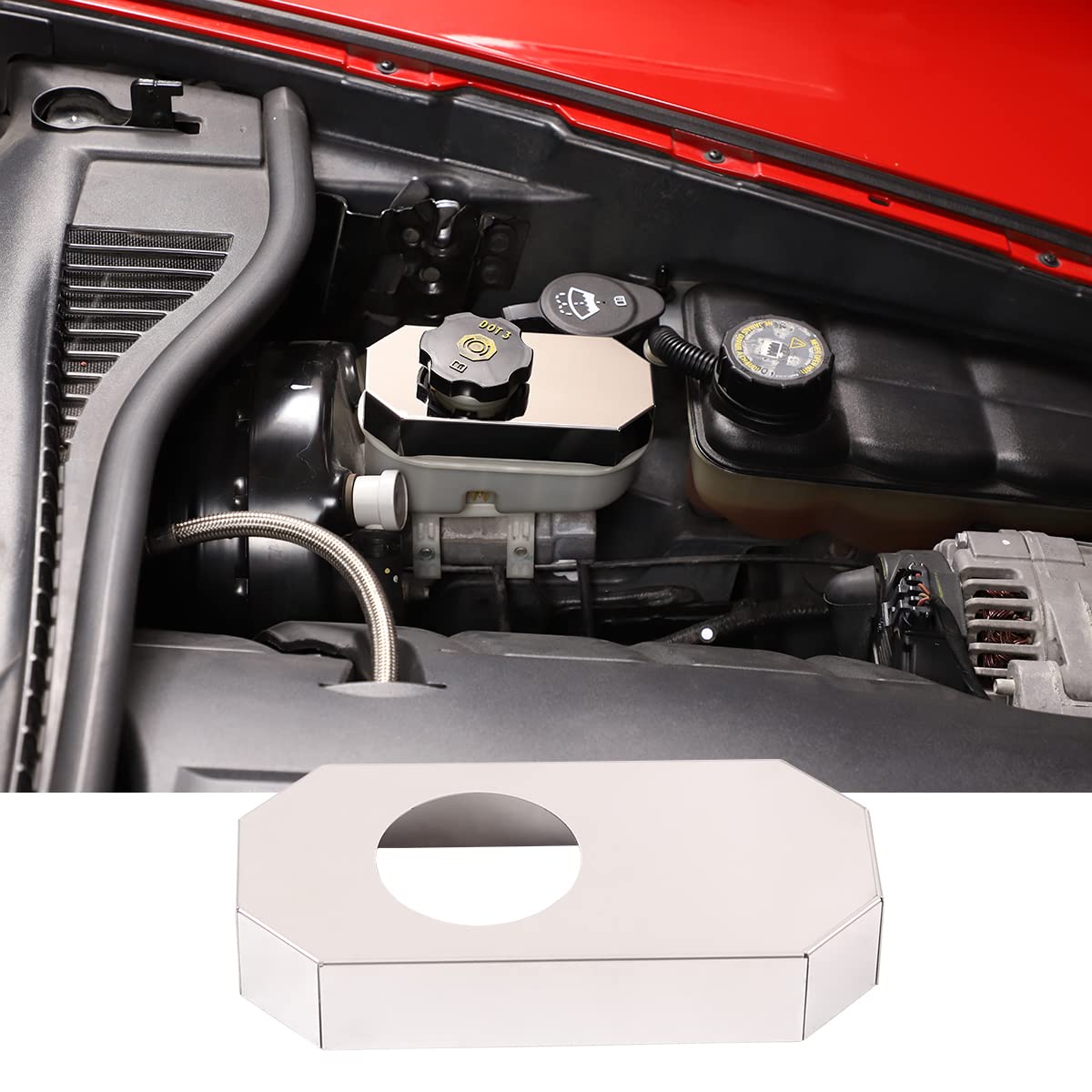 Stainless Engine Bay Side Panel Cover for Corvette C6 2005-2013 Hood Engine Trim,Battery Baffle, Fuse Box,Guide Channel Cover,Engine Interior Accessories (Engine Brake Oil Can Stopper)