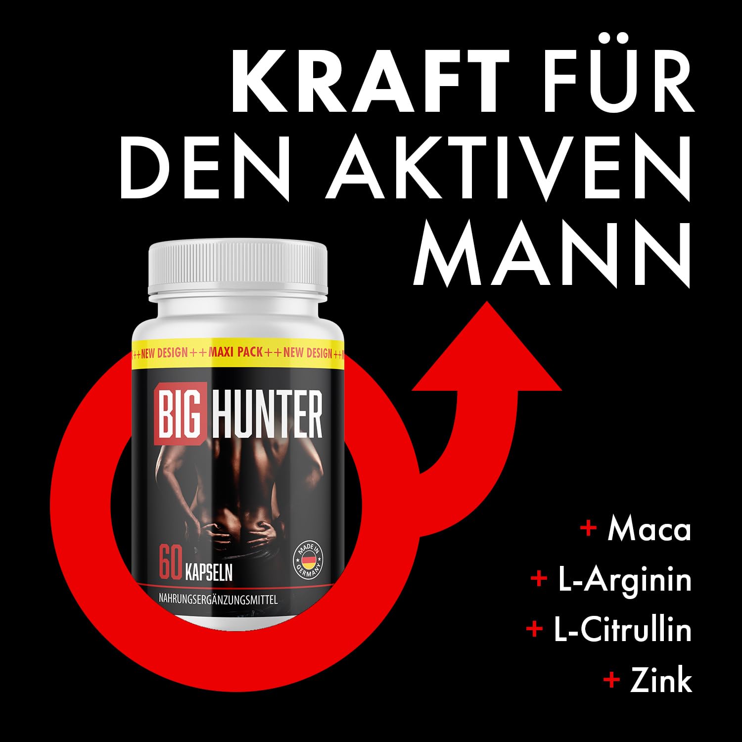 Big Hunter Kapseln - Liebe, Lust und Leidenschaft - für aktive Männer - 60 Kapseln 5x