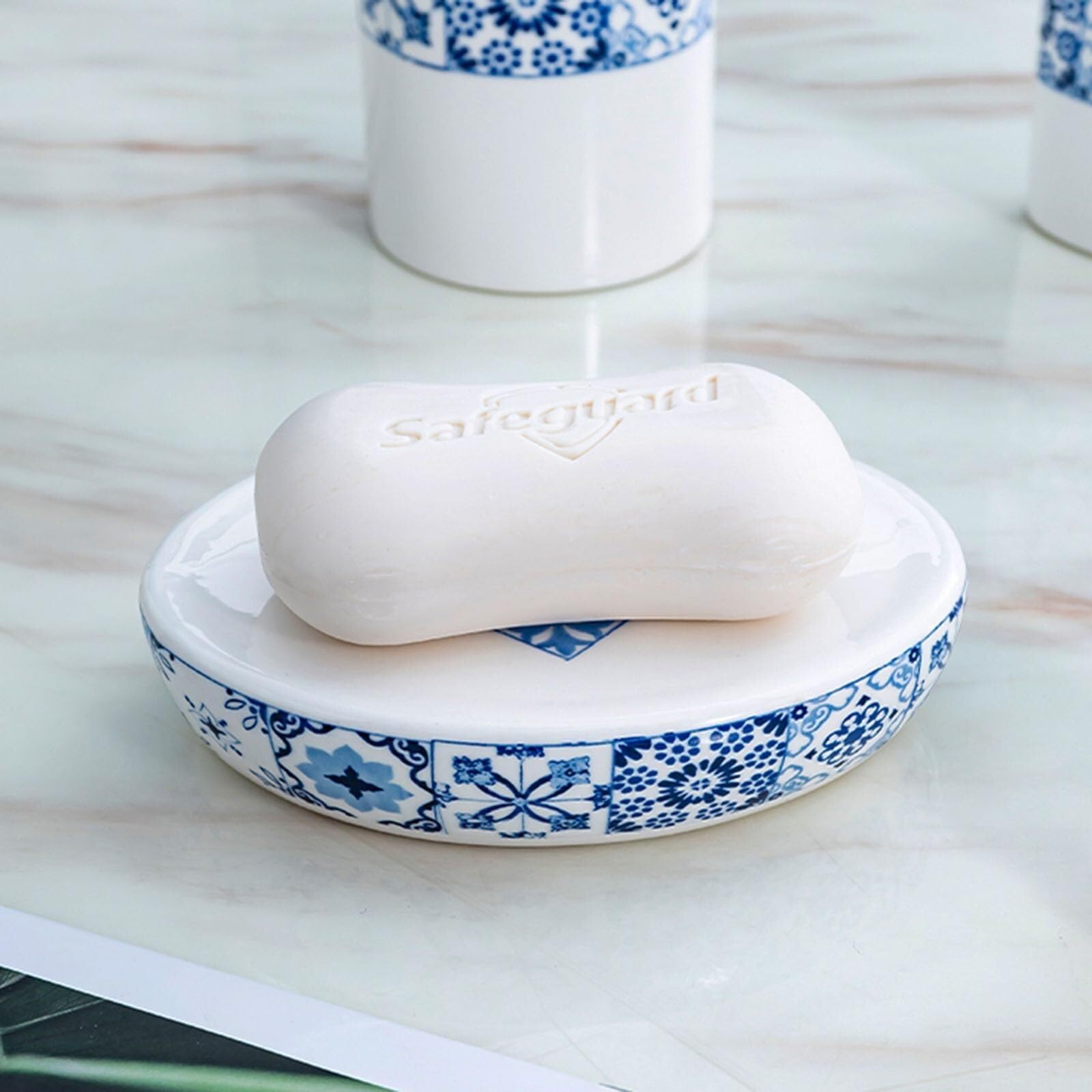 Set di accessori per il bagno Set di accessori da bagno in ceramica lusso, dispenser sapone, portaspazzolino, bicchiere Arredamento per gli affittuari(Green)