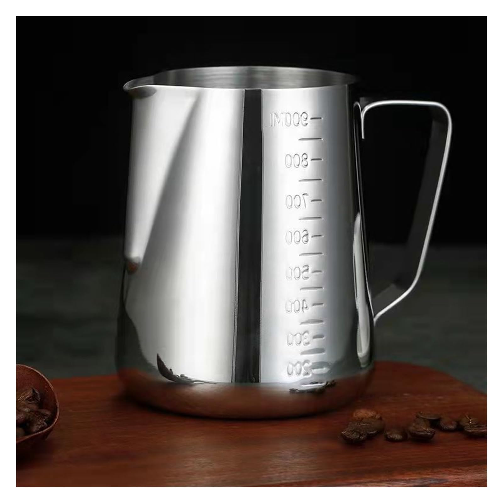 Taza De Latte Art Espesada De Acero Inoxidable Con Pico Puntiagudo Y Escala, Jarra For Espumar Latte, Taza De Leche Elegante, Utensilio For Café(1500ml without scale)