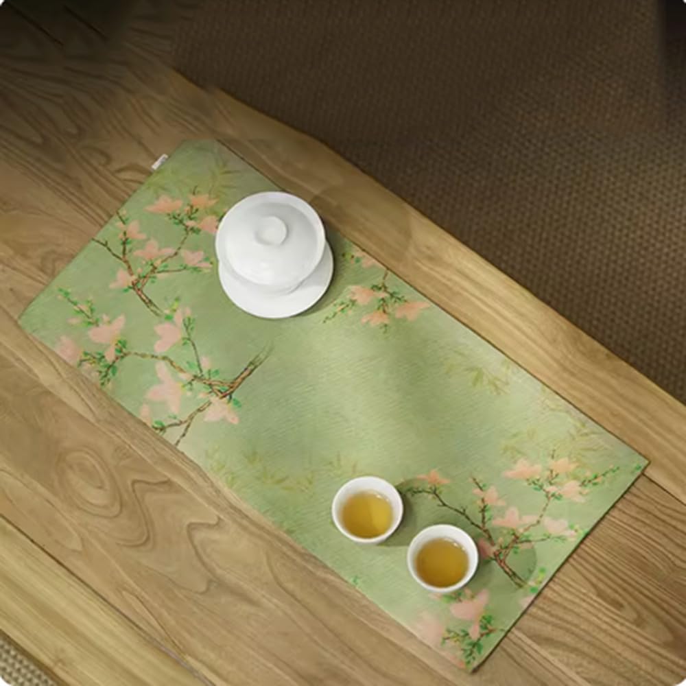 Table à thé chinoise zen au motif floral double face réversible grand format 50 cm