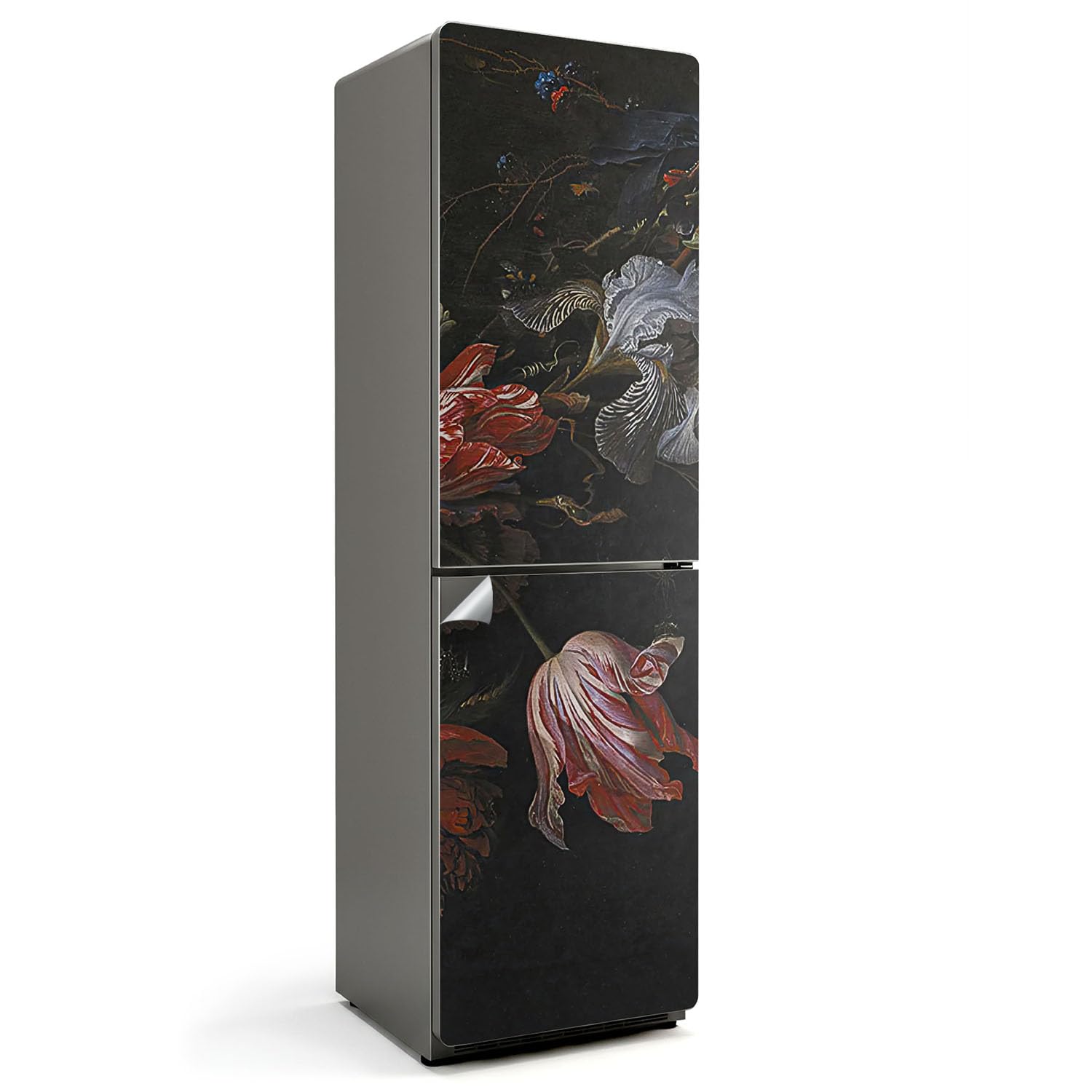 Sticker couvrant entièrement le réfrigérateur motif floral élégant