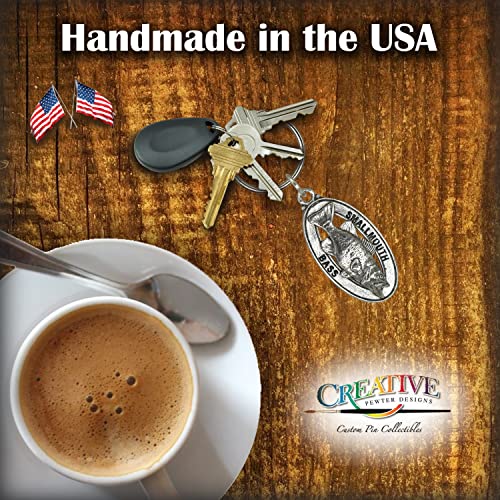 Image of Smallmouth Bass Keychain, Pewter, F086KC, 1 3 /4 inch, 100% Handmade in the USA, Fish Keychain, smallmouth, Bronzeback Key Chain, Key Ring, Key Fob, Fishing Gift, Over 200 Fish Designs Available., Medium