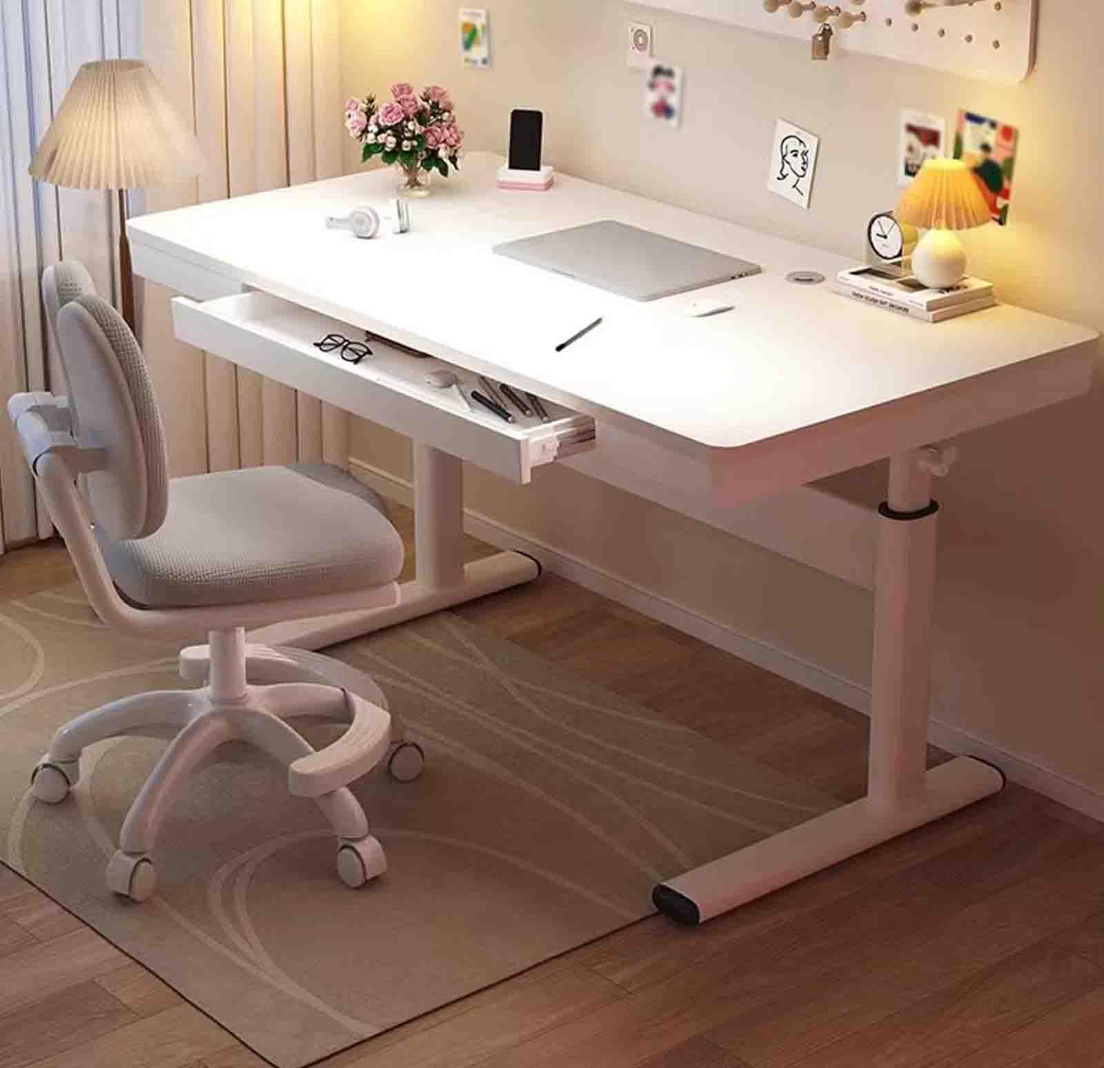 ASerZenith Functional Desk And Chair Set Height Adjustable Study Desk With Storage Drawer Mobile Caster,120 * 60Cm