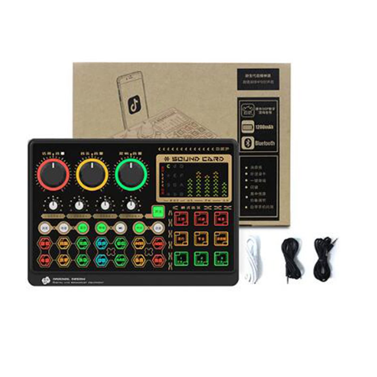 MRKU Mixeur Audio Professionnel, Mini Carte Son Externe en Direct pour l'enregistrement de Musique en Direct, Le karaoké et Le Chant