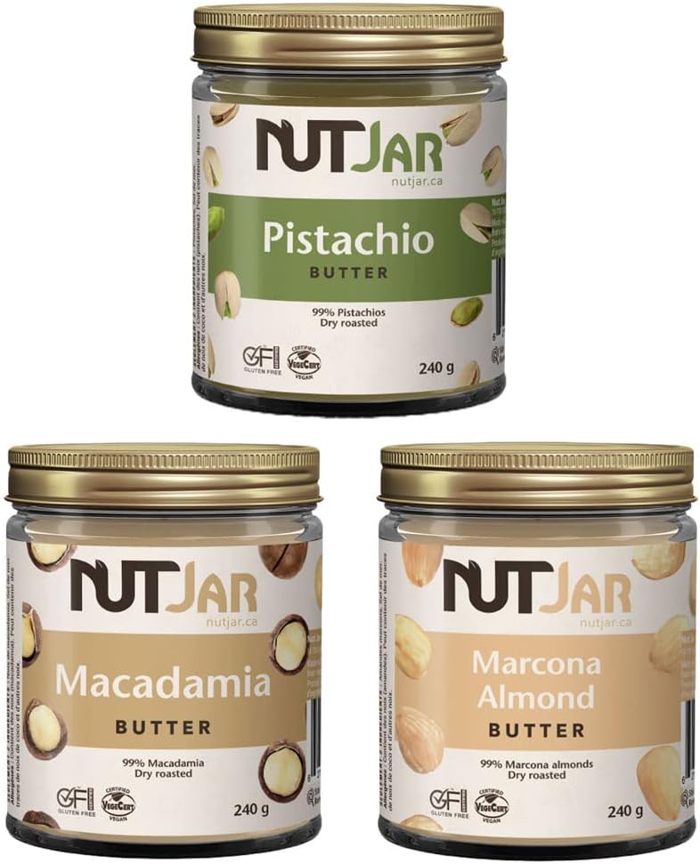NutJar Premium Nut Butters, 3 x 240 g Variety Pack, Pistachio Butter