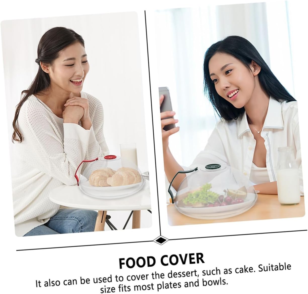 2 PCS Microwave Heating Splatter Cover Heat Resistant Food Guard Lid Plastic Suitable for Bowls and Plates Easy Clean for Microwave Cooking