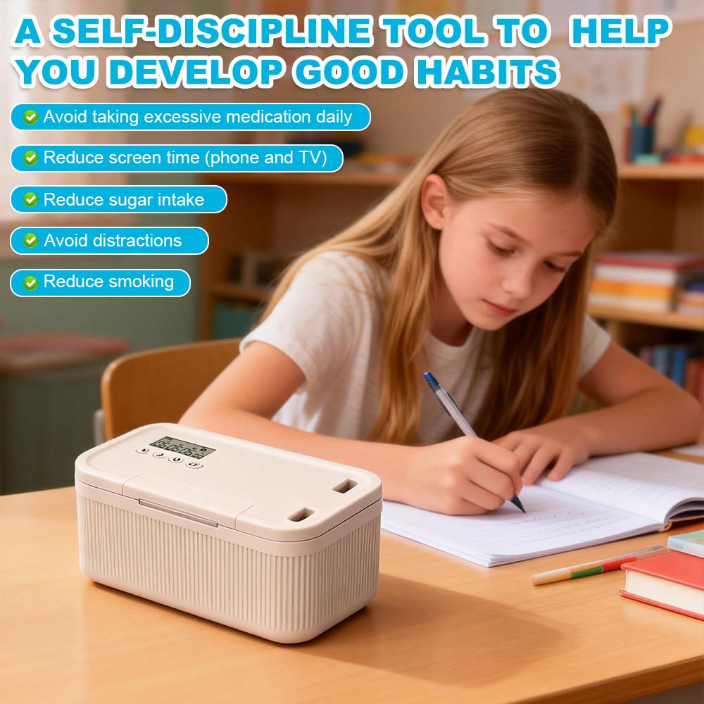 Zeitschloss Box, Handy Gefängnis mit Timer, Safe Timed Lock Box mit 2 Arbeitsmodus, Handy Safe mit Zeitschloss, Robust Handytresor für Handys, Spielkonsolen, Snacks