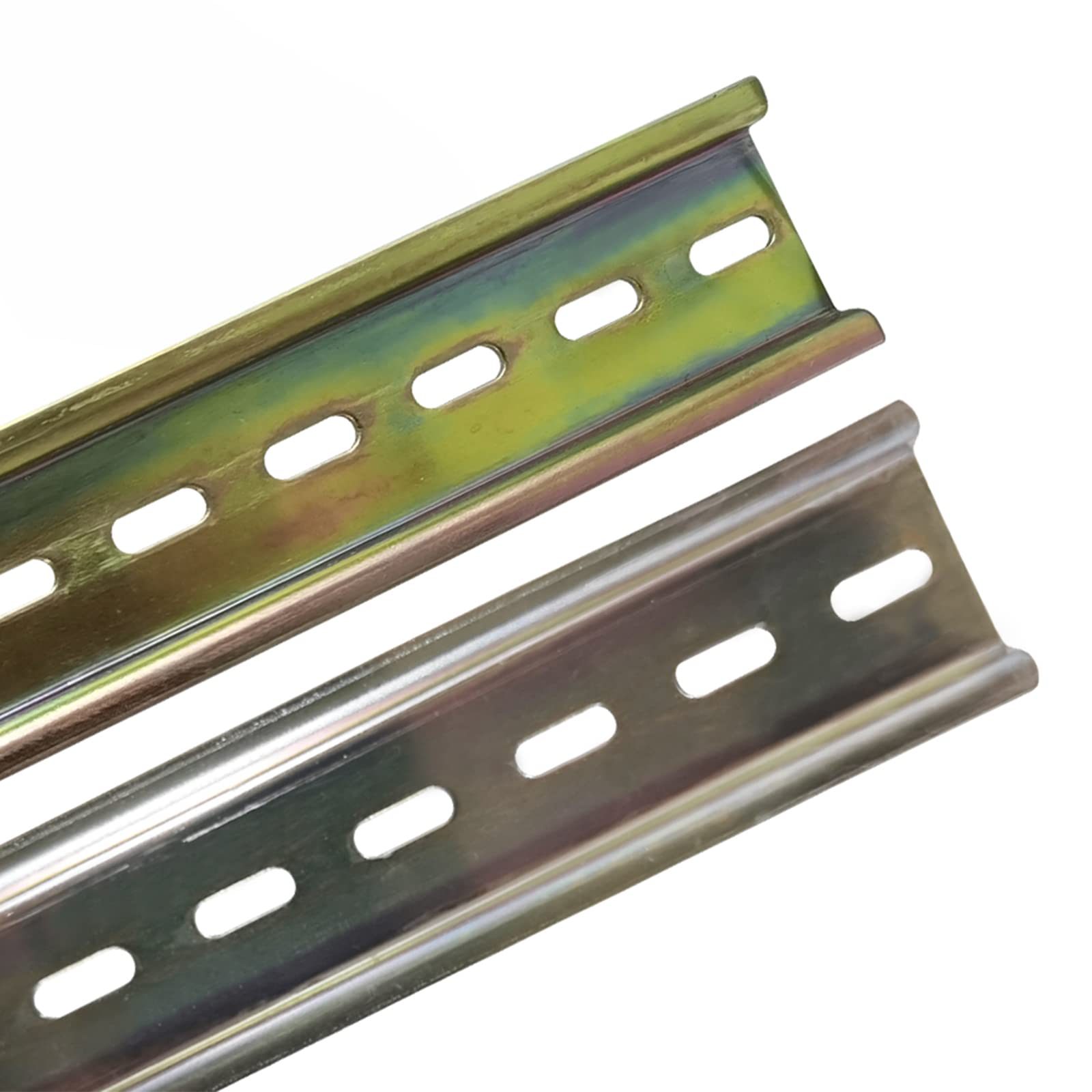 TEN-HIGH DIN Rail 1000mm/39.37inch Slotted Design Steel Rail for DIN Rail Terminal Series Contactor Distribution Cabinet,Quantity 100pcs(Width 35mm, Thickness 0.8mm)