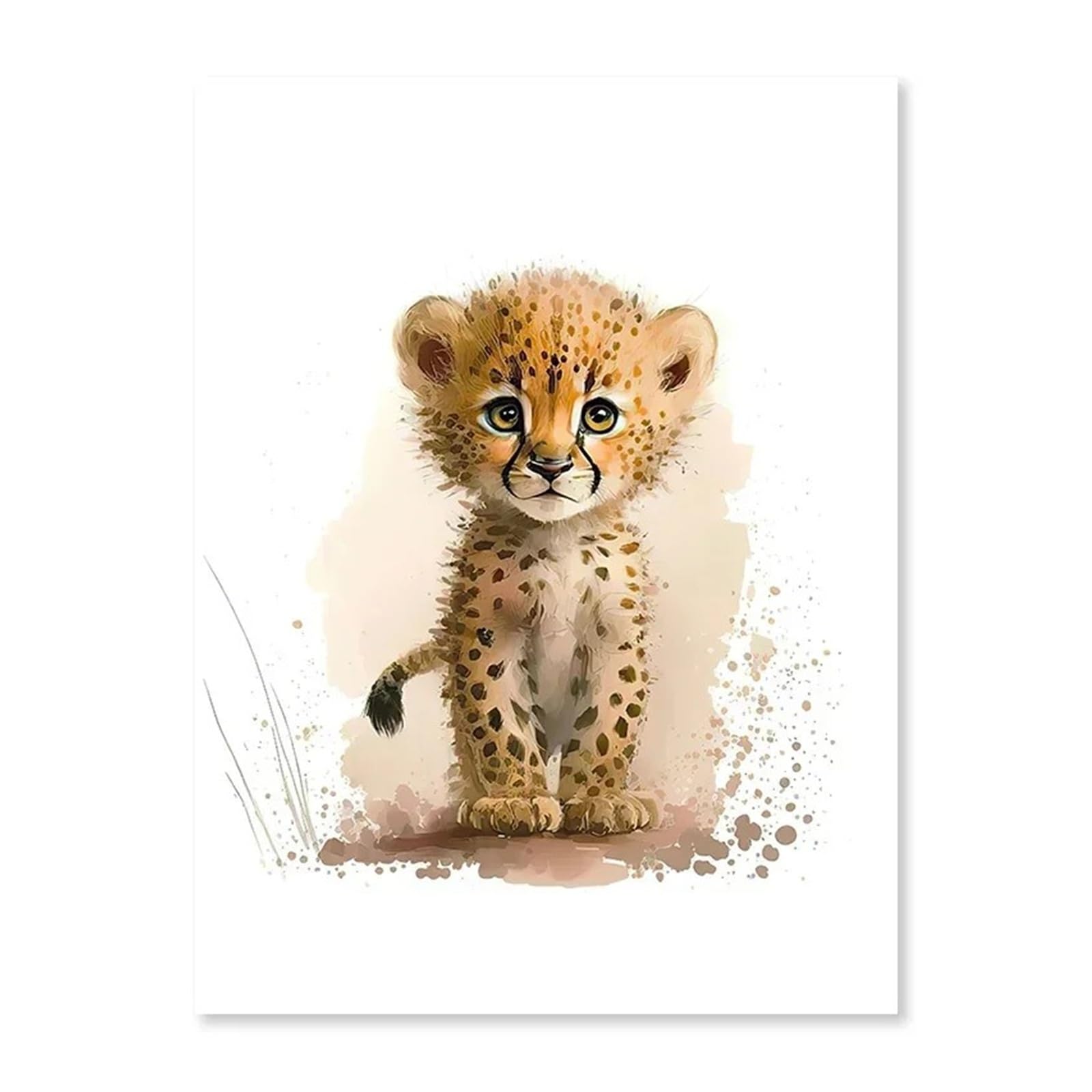XENITE Wall Art Canvas Prints Elephant Panda Tiger Koala Cat Cartoon Animal Watercolor Posters Nursery Canvas Painting Wall Art Print Pictures Baby Room Decor(O,40X50cm)