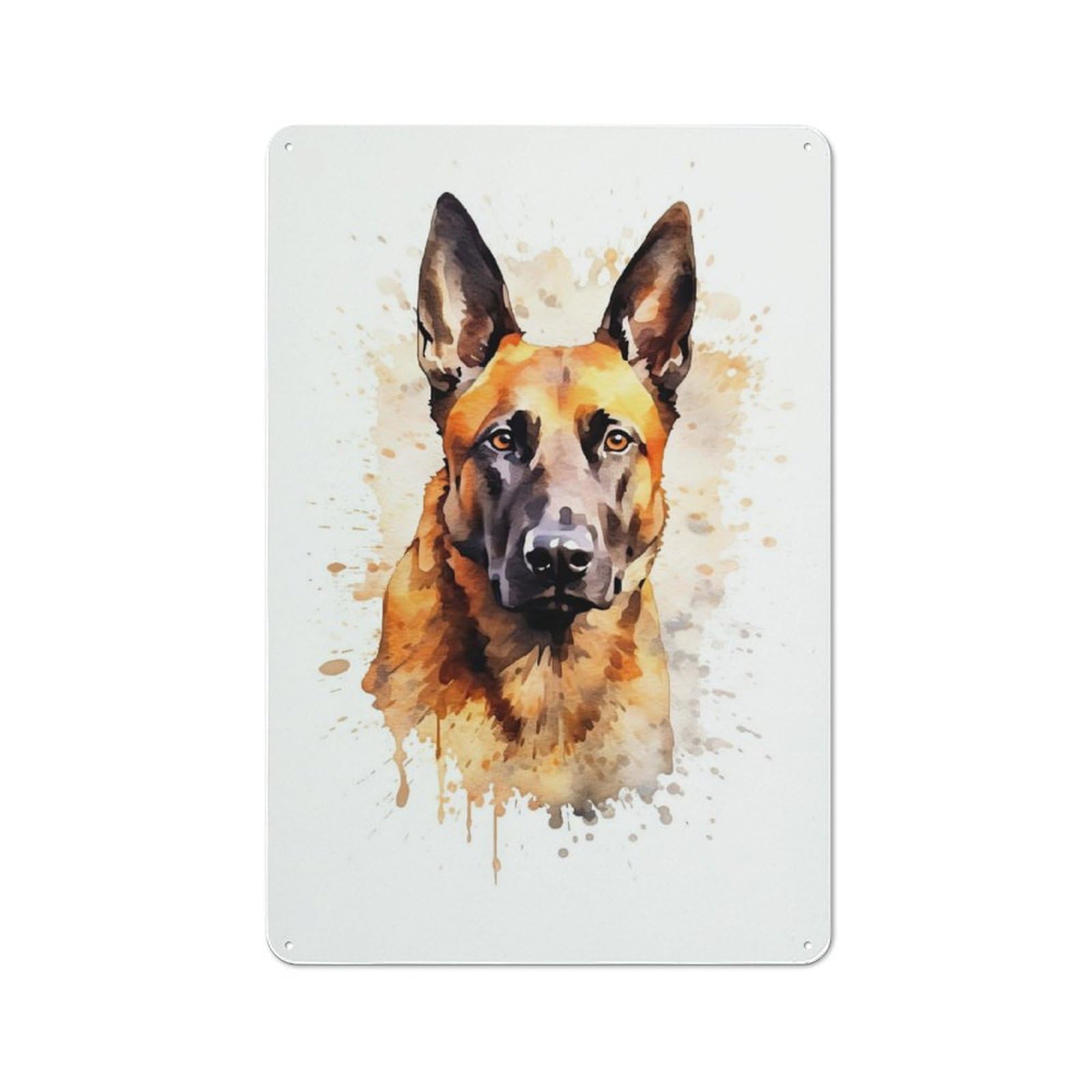 Junmoney Malinois Watercolor Dog For Lounge Or Reading Corner, Retro Metal Sign 30X20cm, For Metal Sign Collectors, For Garage And Workshop Walls