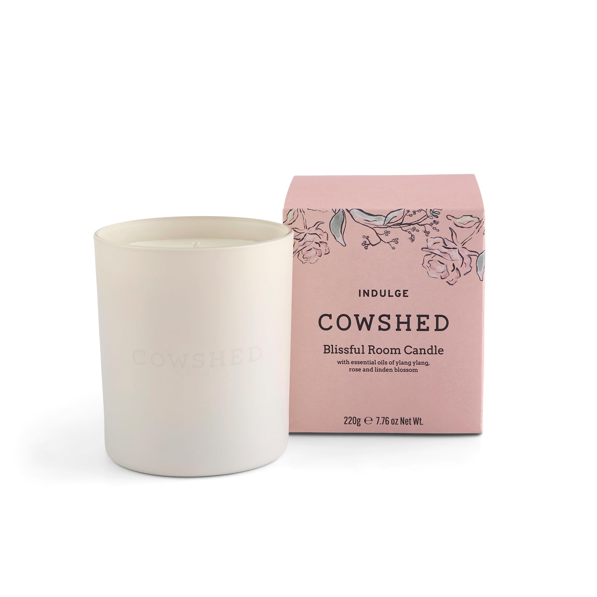 Cowshed Limited Edition Indulge Room Candle 220G - Scented Candle With Ylang Ylang, Rose & Palmarosa – Natural Soy Wax, Vegan Home Fragrance Gift
