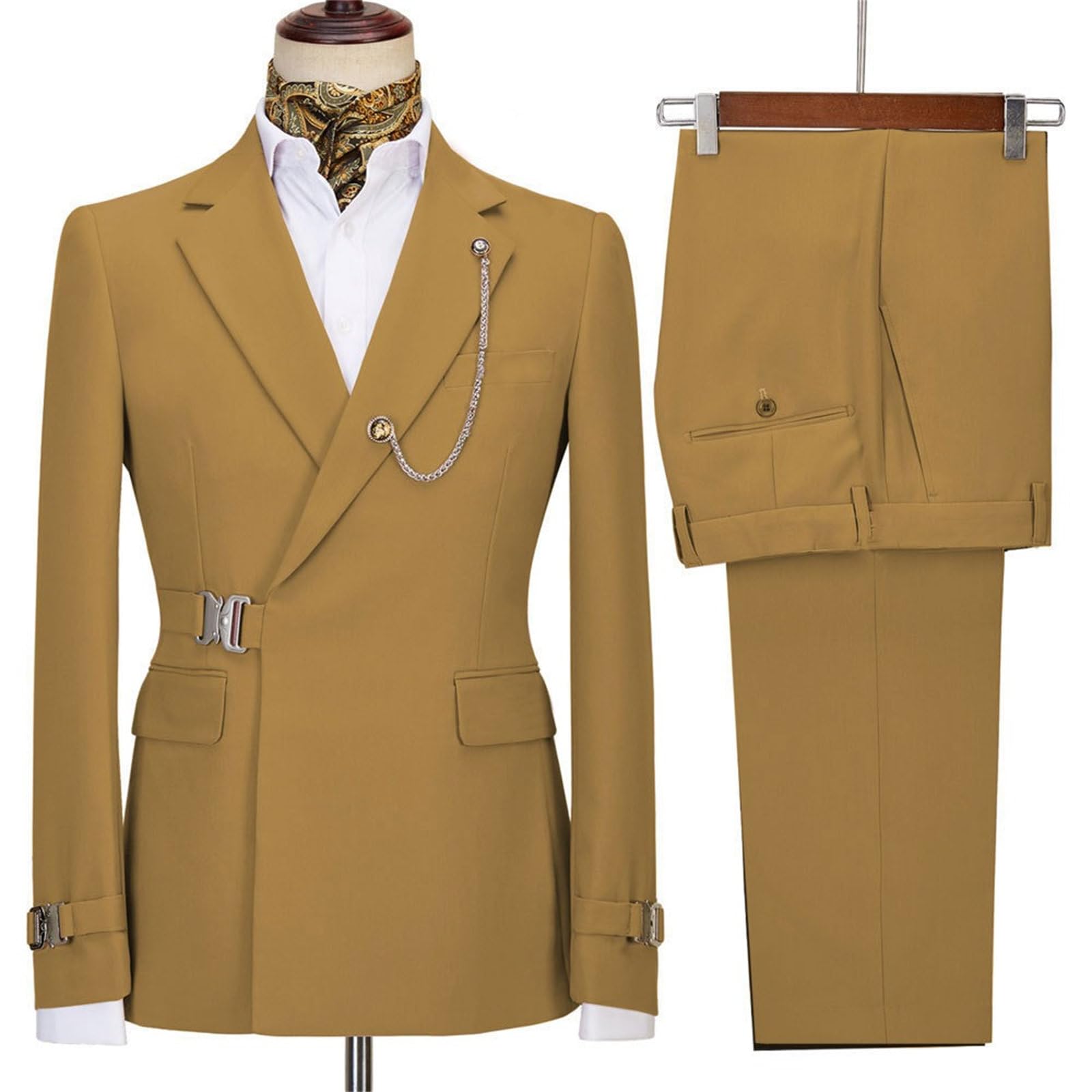 Abito da Uomo 2 Pezzi Slim Fit per Uomo Business Casual Smoking con Chiusura in Metallo per Matrimonio Ballo di fine Anno