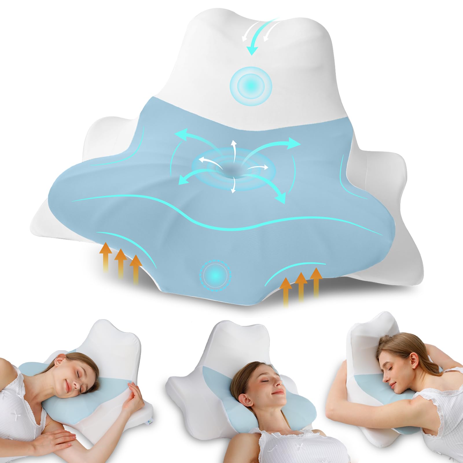 Memory Foam Neck Pillow for Neck and Shoulder Pain, Ergonomic Pillow for Back Side Stomach...