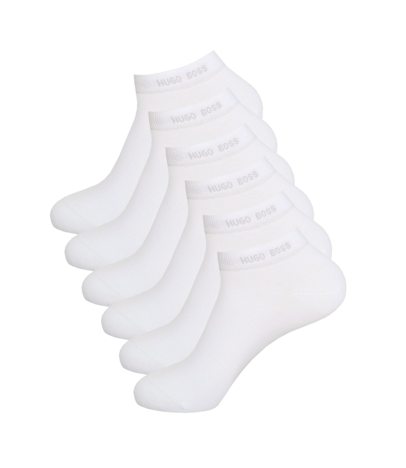 Hugo Boss Herren Sneaker Socken Füßlinge Business Socks 50388443 6 Paar, Farbe:Weiß, Größe:43-46, Artikel:-100 white