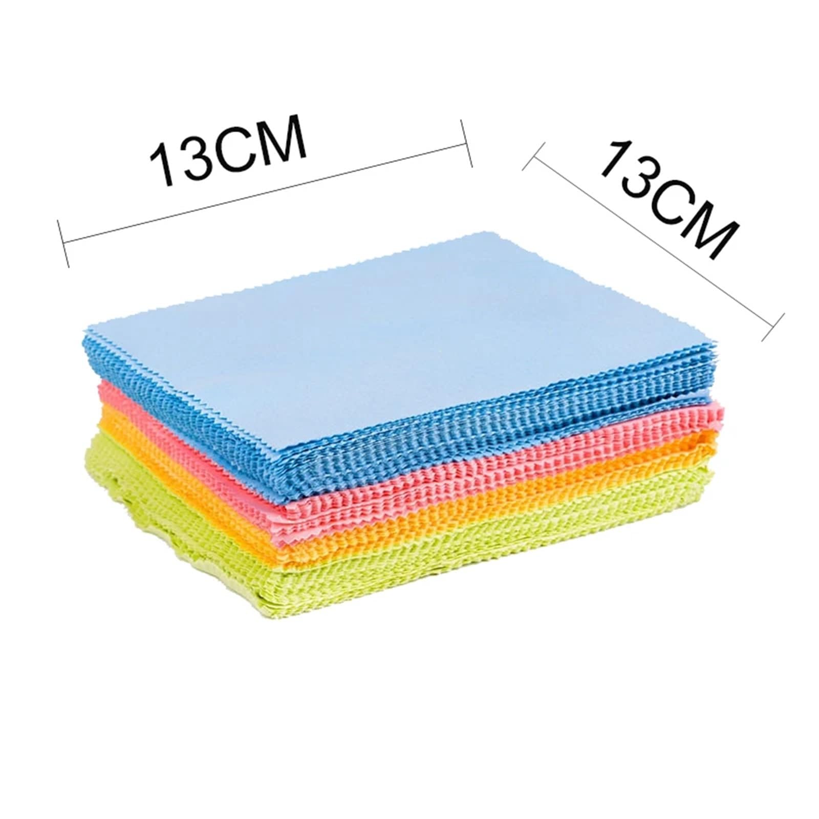 Paños de limpieza multiusos para gafas, 100 unidades, 4 colores, 13 x 13 cm, para gafas, cámara, computadora, microfibra suave, sin arañazos, sin rayas