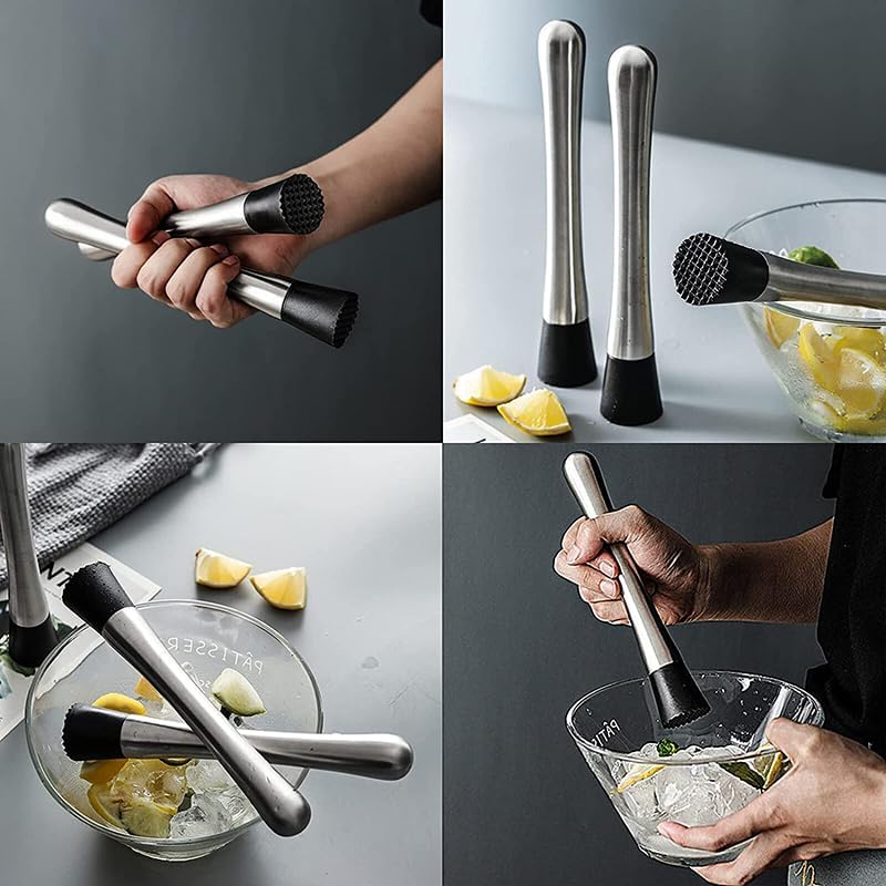 Miniatura 5 de Kitchen Rest Muddler para cócteles - Trituradora de frutas de acero inoxidable 304 de 8 pulgadas de largo, herramientas de barra para el hogar para