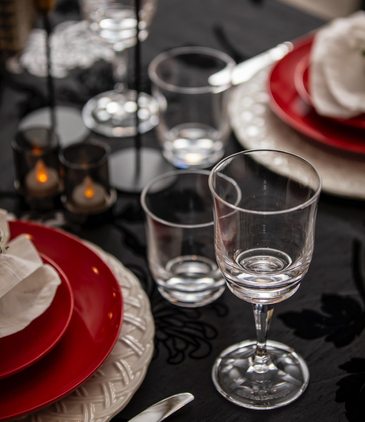 Copas de vino de corte transparente con tallo giratorio para vasos (juego de 4) sin BPA Ecozen
