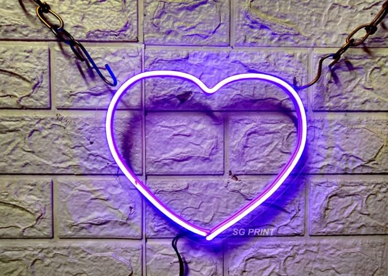 Wall Mitra HEART LED Neon Signs Light LED Art Decorative Sign - Wall Decor/Table Decor, Home Decor for Wedding Party Kids Room Living Room House Bar Pub Hotel Beach LED Strip Light (Purple)12x10-image-24