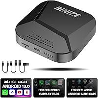 Binize Android 13 Wireless CarPlay AI Box (8GB+128GB) - Upgrade OEM Wired CarPlay/Android Auto to Streaming Infotainment