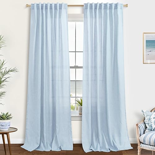 Miniatura 229 de KOUFALL Cortinas transparentes de lino de 90 pulgadas, cortinas para Sala Modernas 2025 De Lino Elegantes, cortinas personalizadas con pestaña