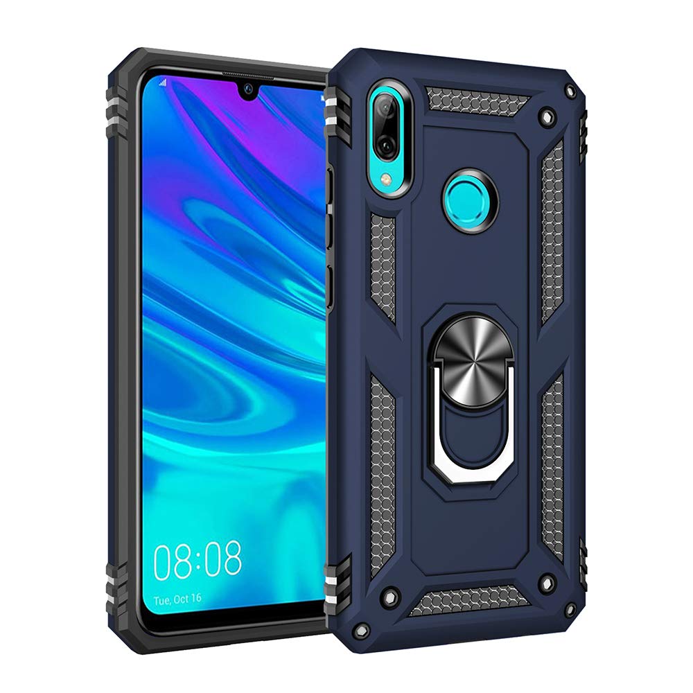 SORAKA Case for Huawei P30 Lite with Ring Holder Armor Case Huawei P30 Lite Case Soft TPU Bumper Hard PC Back Cover with Metal Plate for Magnetic Phone Car Mount Blue