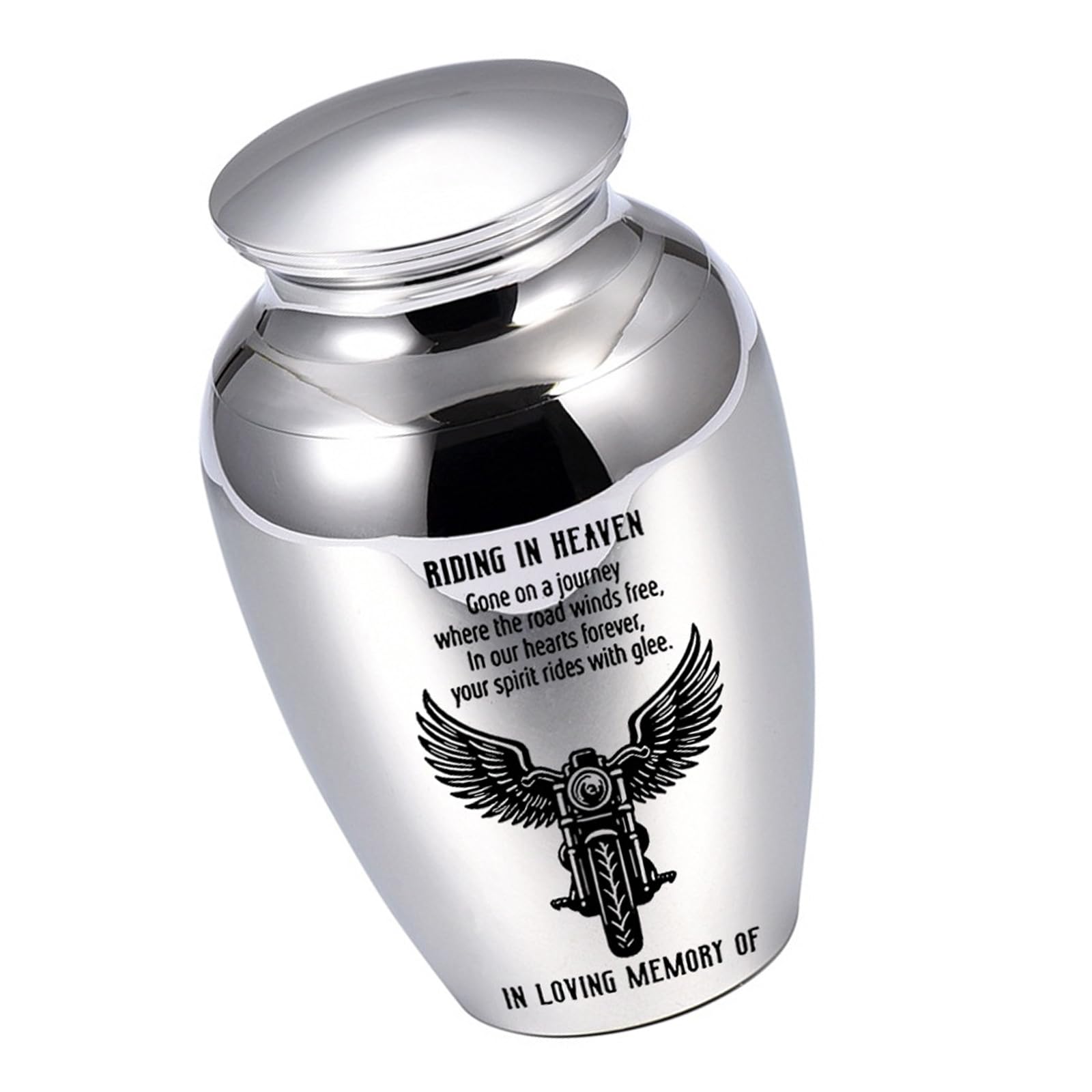 Aluminum Alloy Small Cremation Urn Motorbike Riding in Heaven Secure Memorial Memorial Urn for Ashes